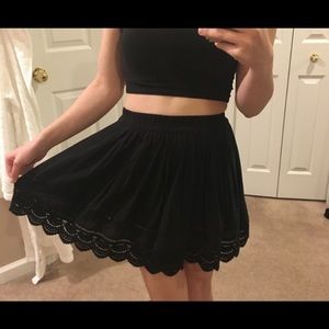 Black Skirt with Crochet/ Lace Detailing